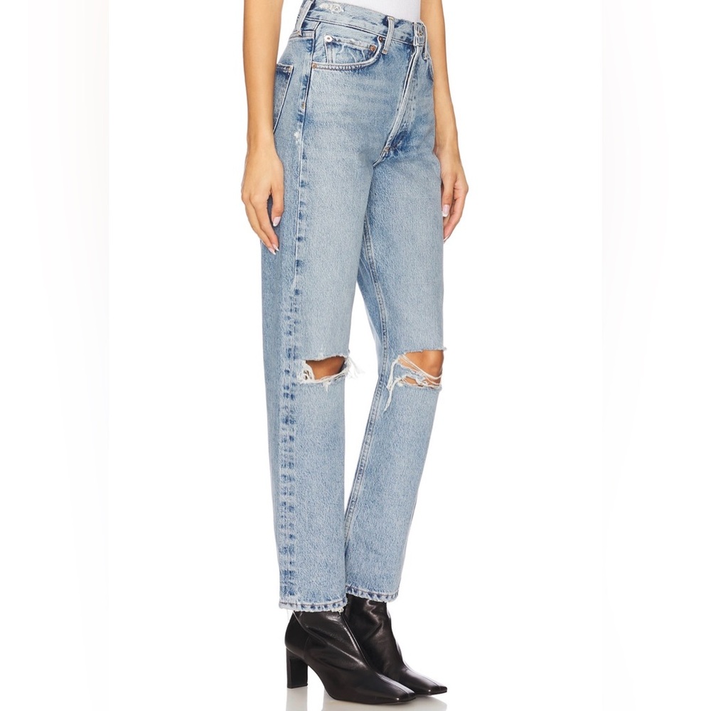 AGOLDE Light Blue Distressed Straight Leg Jeans